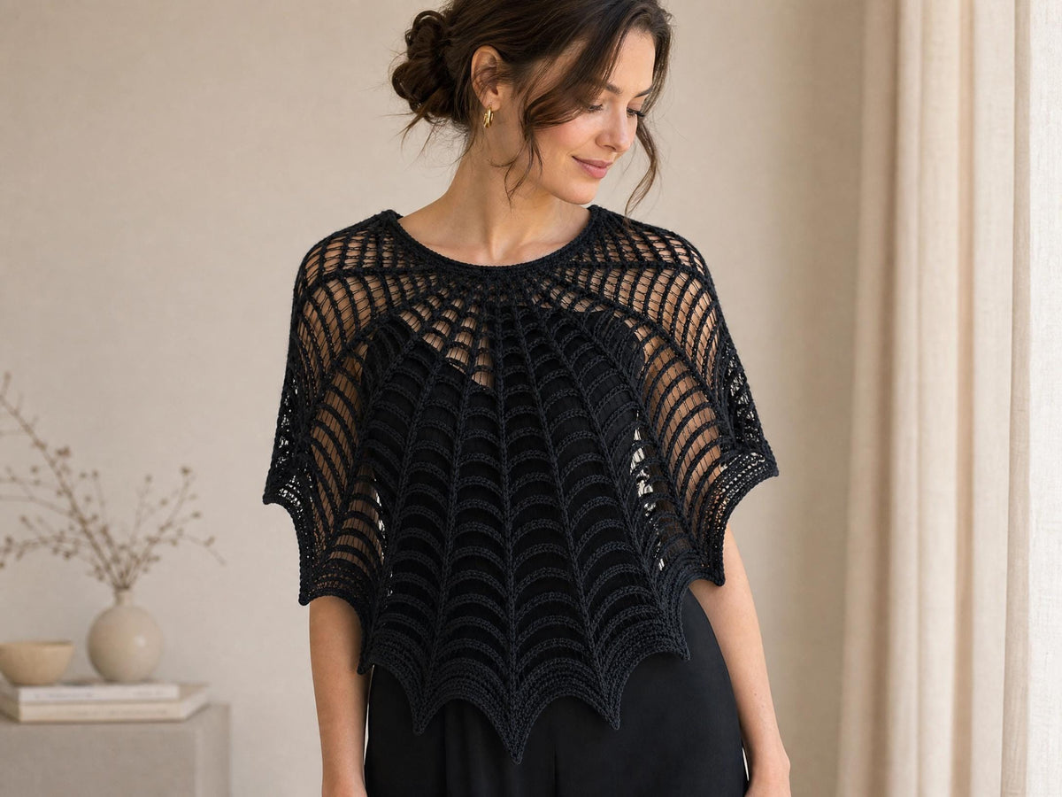 Midnight Web Shawl Crochet Pattern | Gothic Spider Web Lace Wrap (PDF Download)