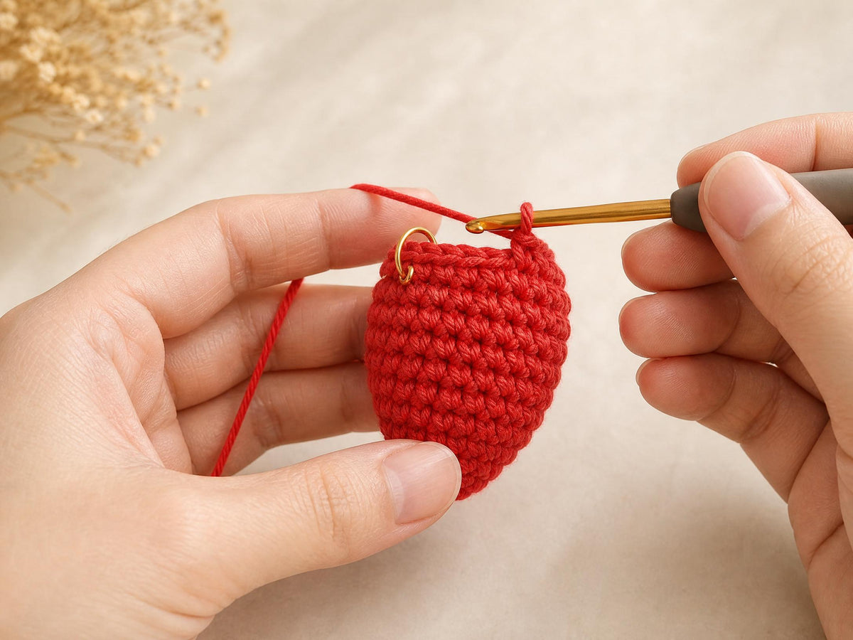 Strawberry Keychain Crochet Pattern, Beginner Digital PDF Tutorial