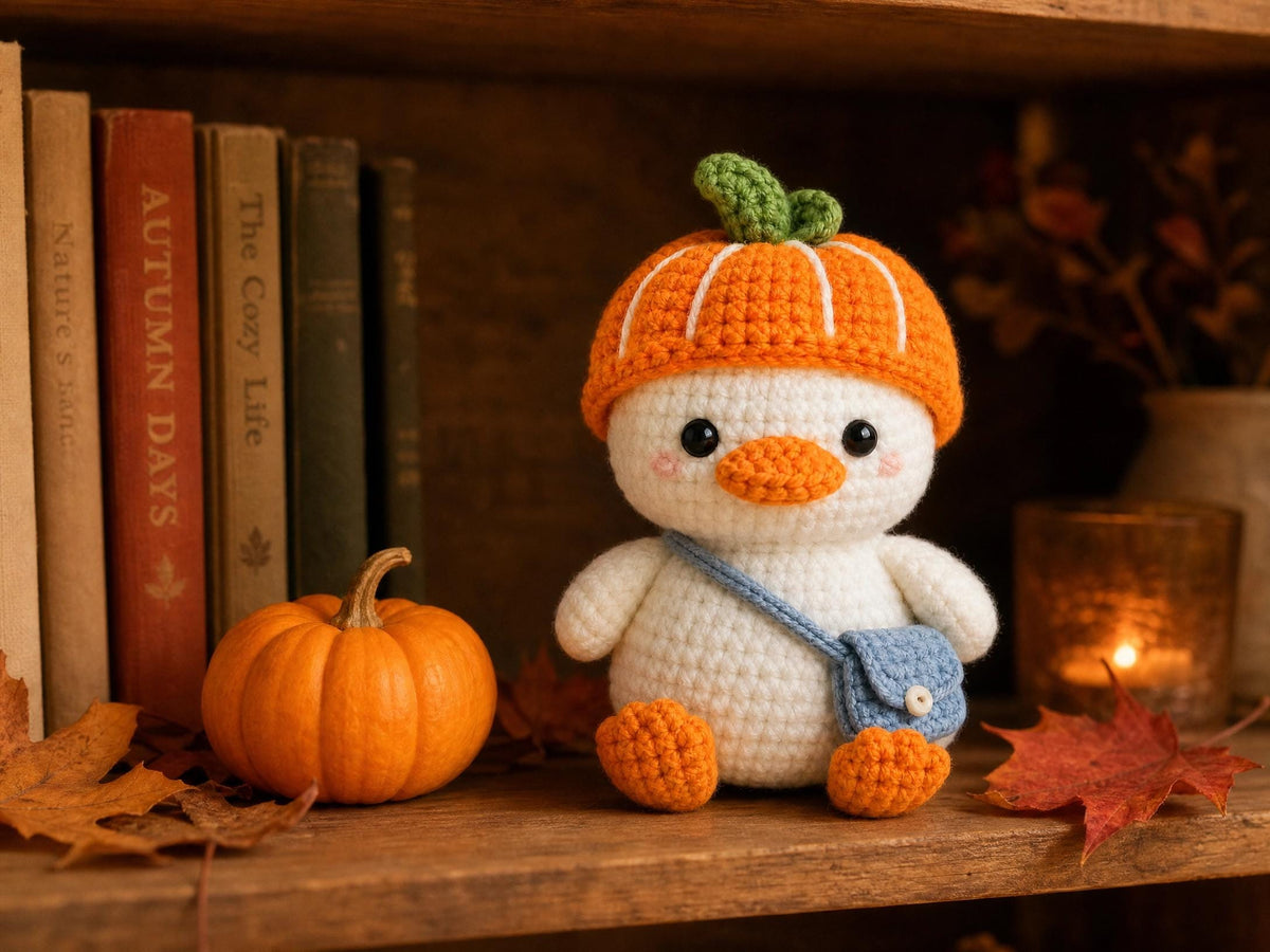 Crochet Duck Pattern | Amigurumi Pumpkin Hat, Crossbody Bag (PDF Download)
