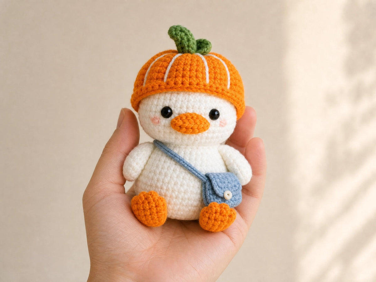 Crochet Duck Pattern | Amigurumi Pumpkin Hat, Crossbody Bag (PDF Download)