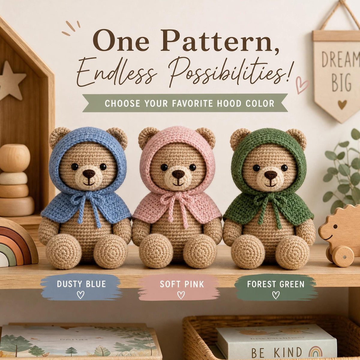 Crochet Bear Pattern | Amigurumi Teddy Bear Tutorial (PDF Download)