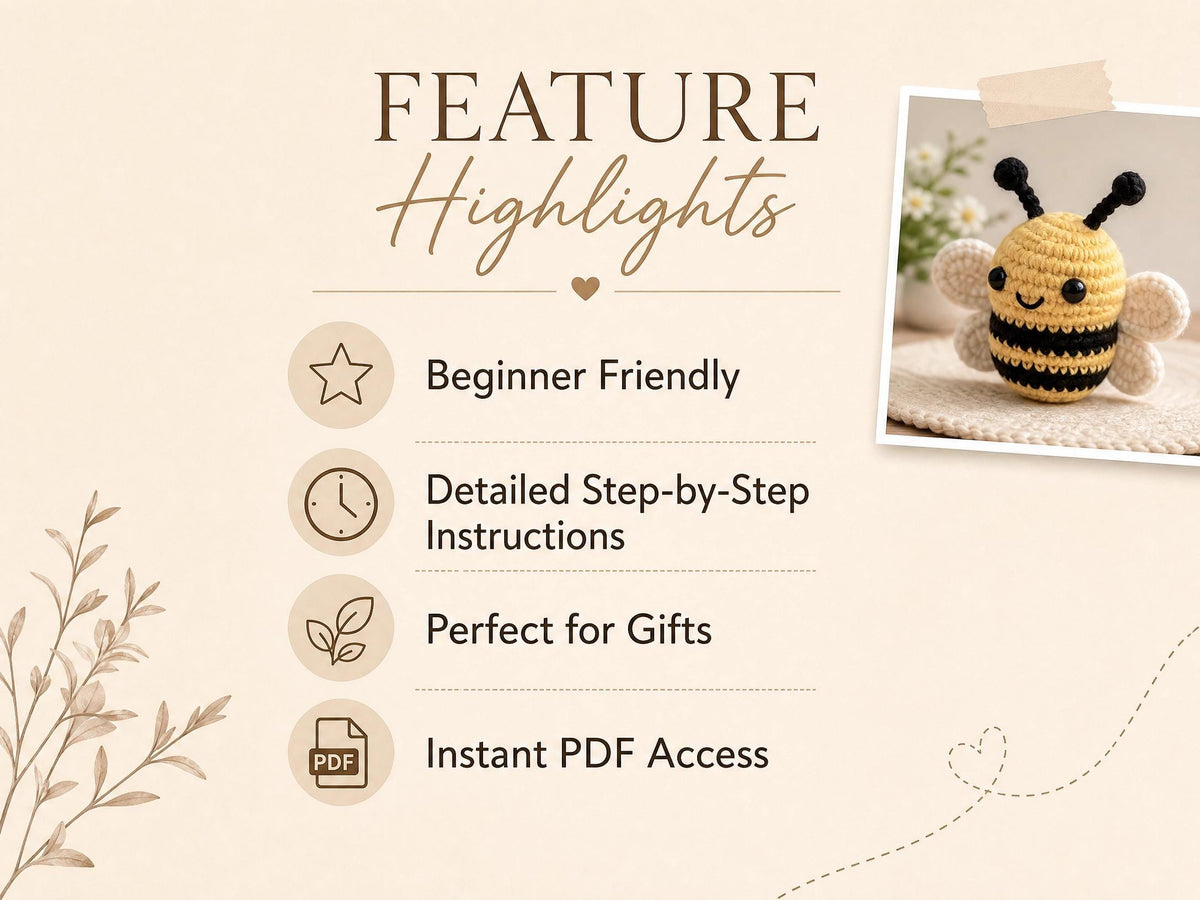 Amigurumi Bee Crochet Pattern, Beginner Friendly Bumblebee PDF Tutorial (Instant Download)