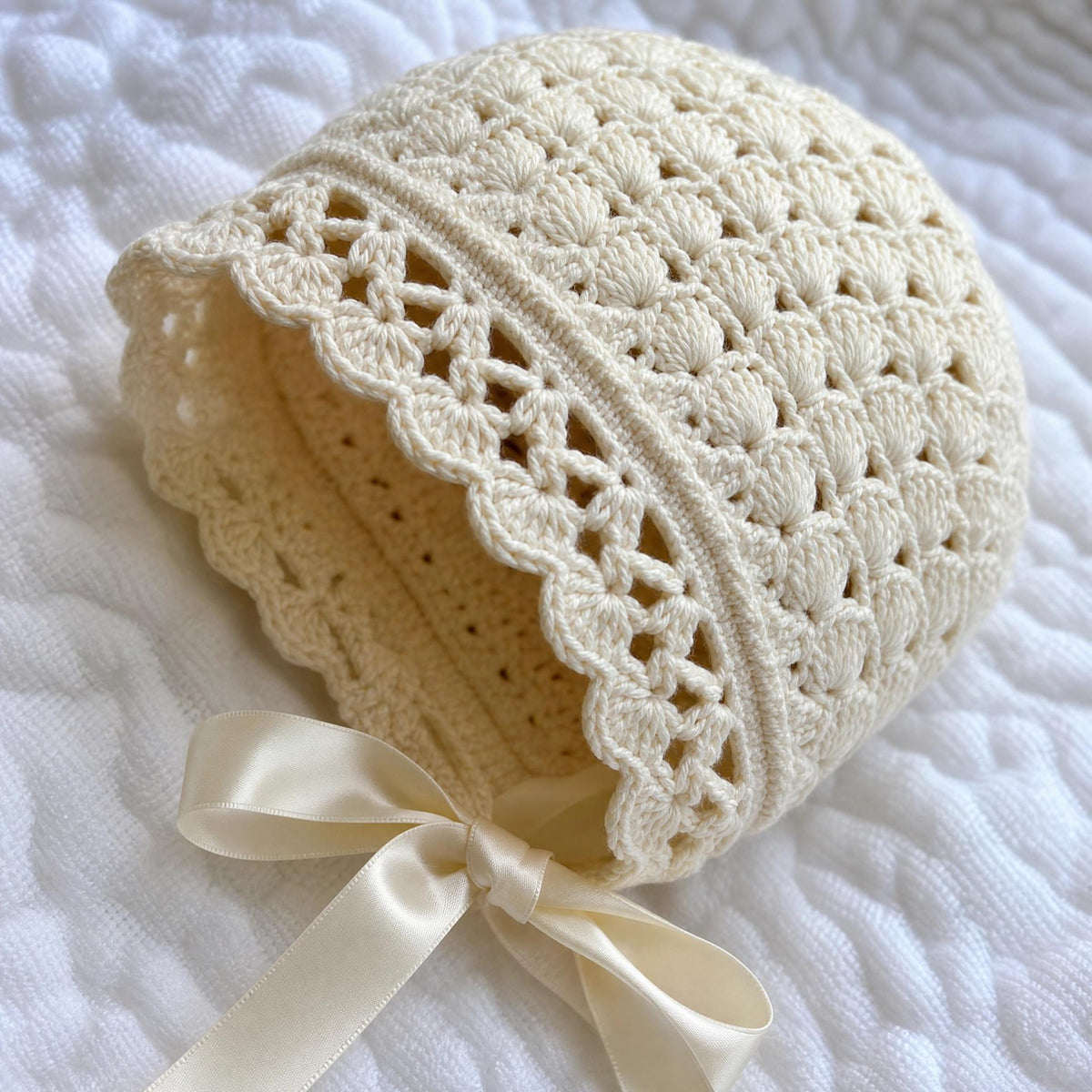 Heirloom Lace Baby Bonnet Crochet Pattern – Beginner-Friendly (Digital PDF)