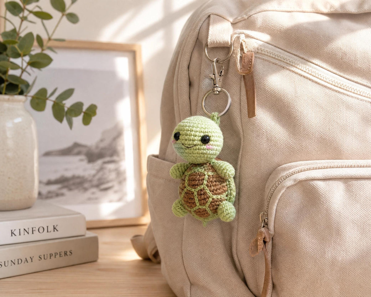 Turtle Keychain Crochet Pattern | Easy Amigurumi Bag Charm PDF | Tiny Animal Toy Instant Download
