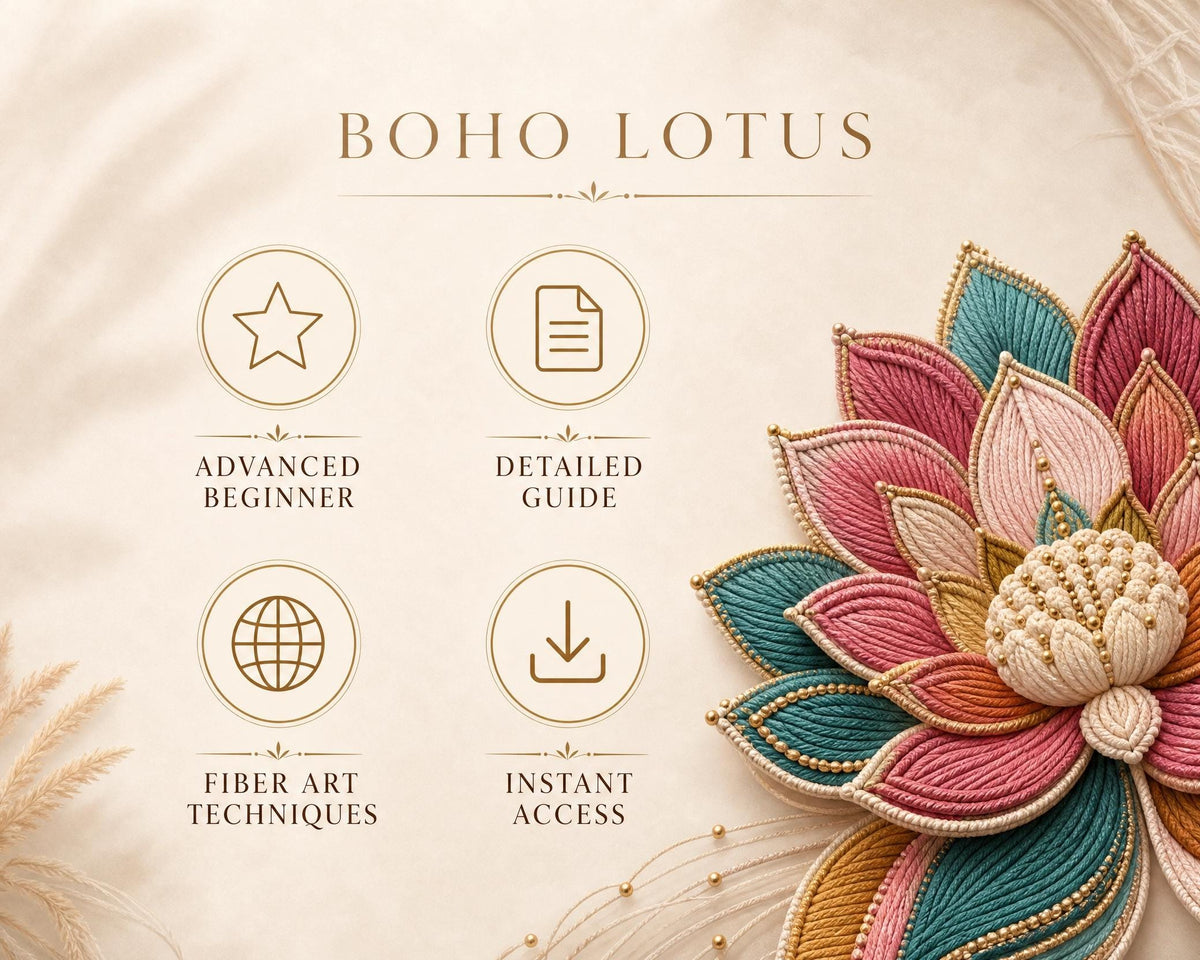 Boho Lotus Coiled Rope Wall Hanging Pattern (PDF Download) + 60 Macrame Knot Patterns