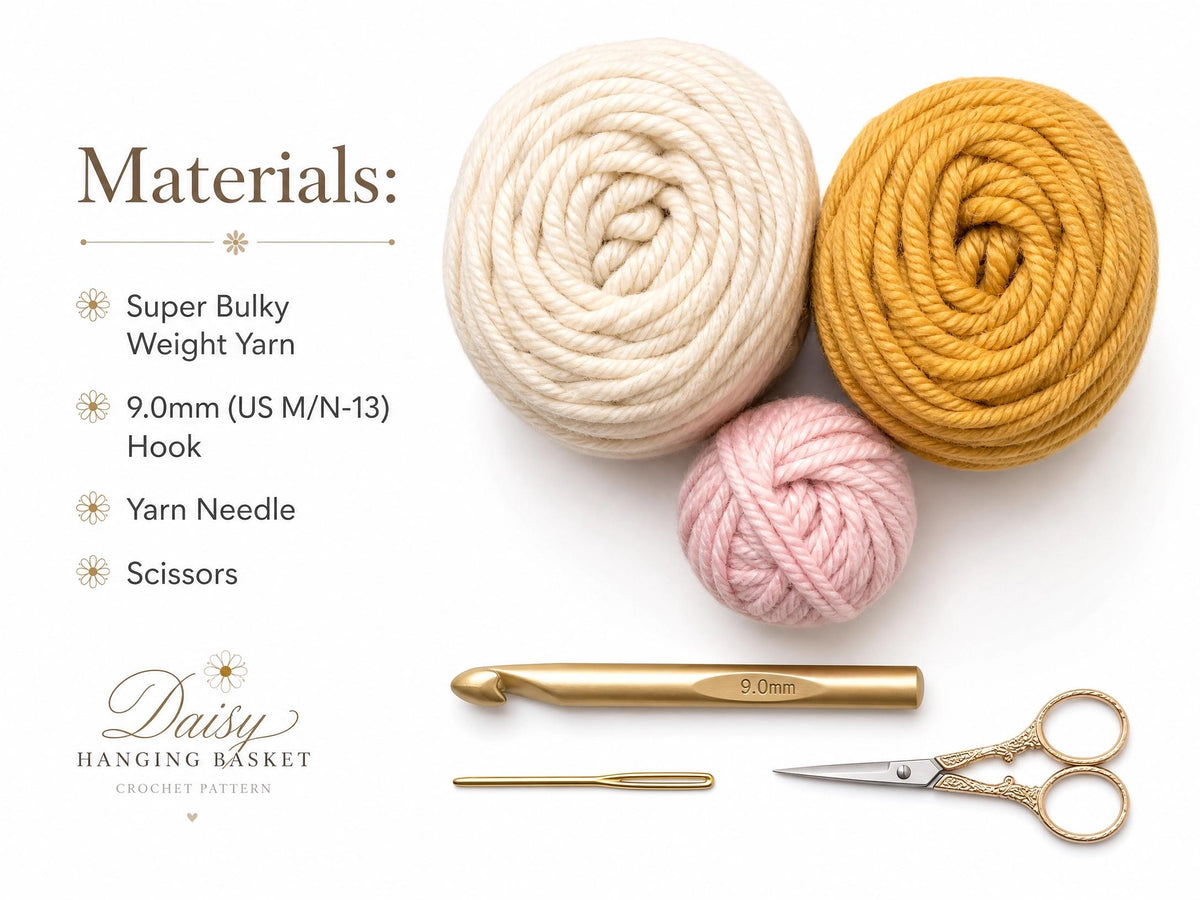 Daisy Hanging Basket Crochet Pattern | Flower Fruit Basket Wall Pouch PDF