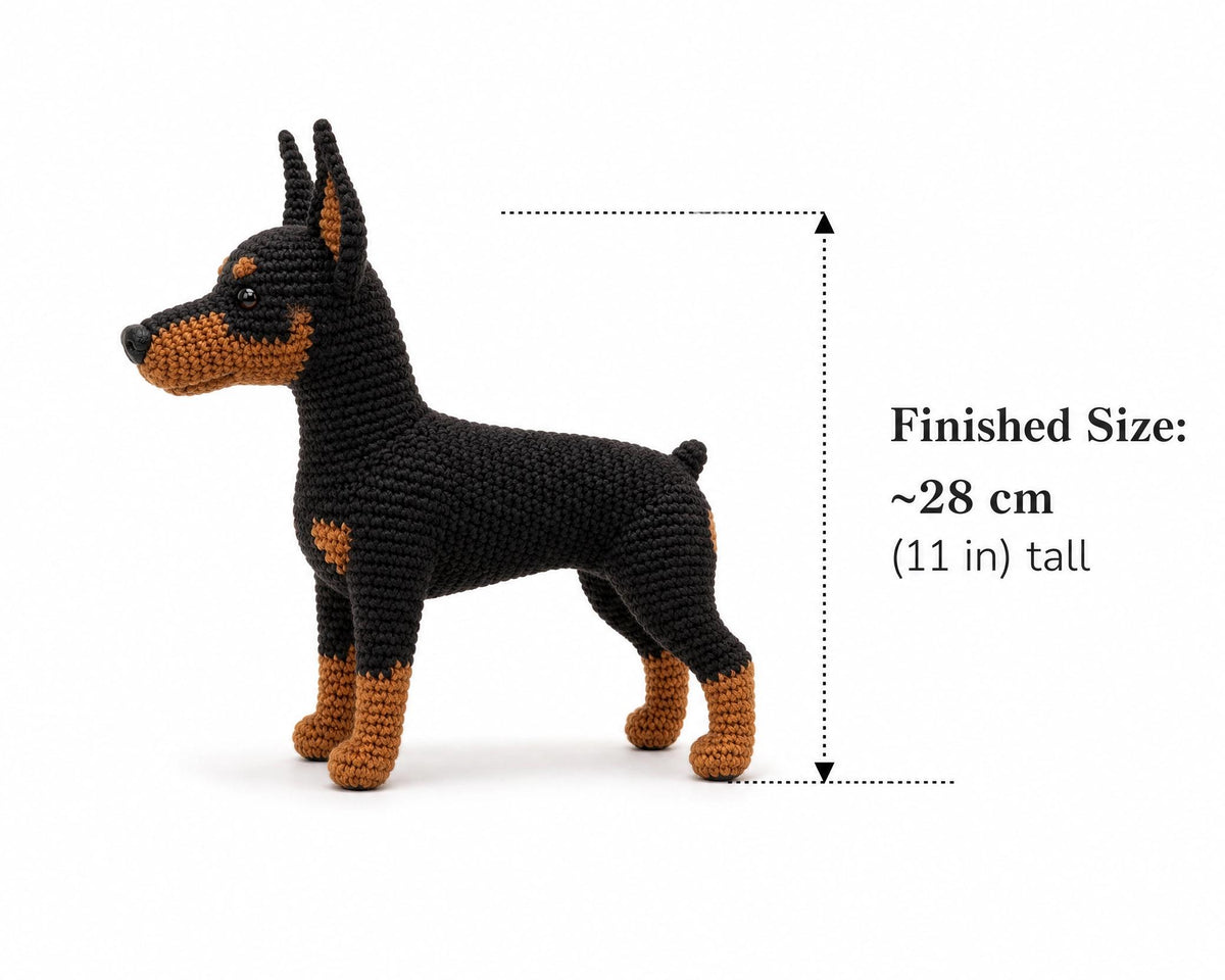 Crochet Doberman Pinscher Amigurumi Pattern | Realistic Dog PDF (Instant Download)