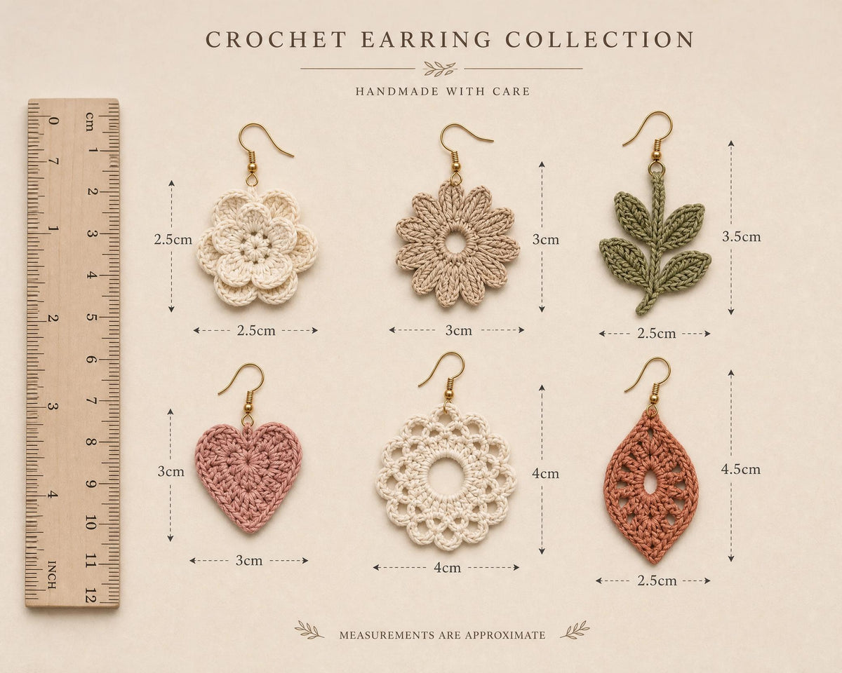 6-in-1 Crochet Earring Patterns Bundle** | Mini Flower Lace Jewelry PDF | Instant Download