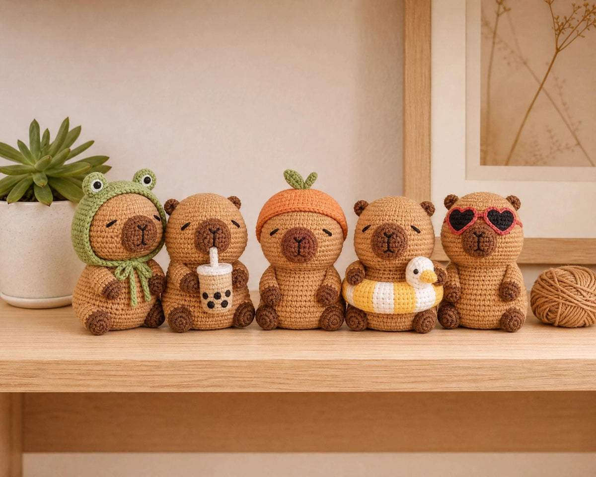 Capybara Crochet Pattern Bundle | Amigurumi Animal PDF, Kawaii Plushie DIY, Mix & Match Accessories