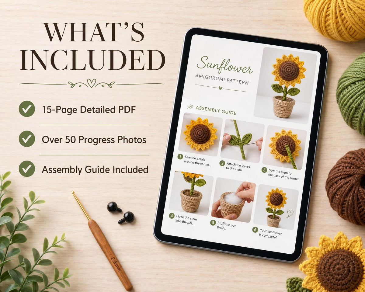 Smiling Sunflower Crochet Pattern | Amigurumi Flower Tutorial (PDF Download)