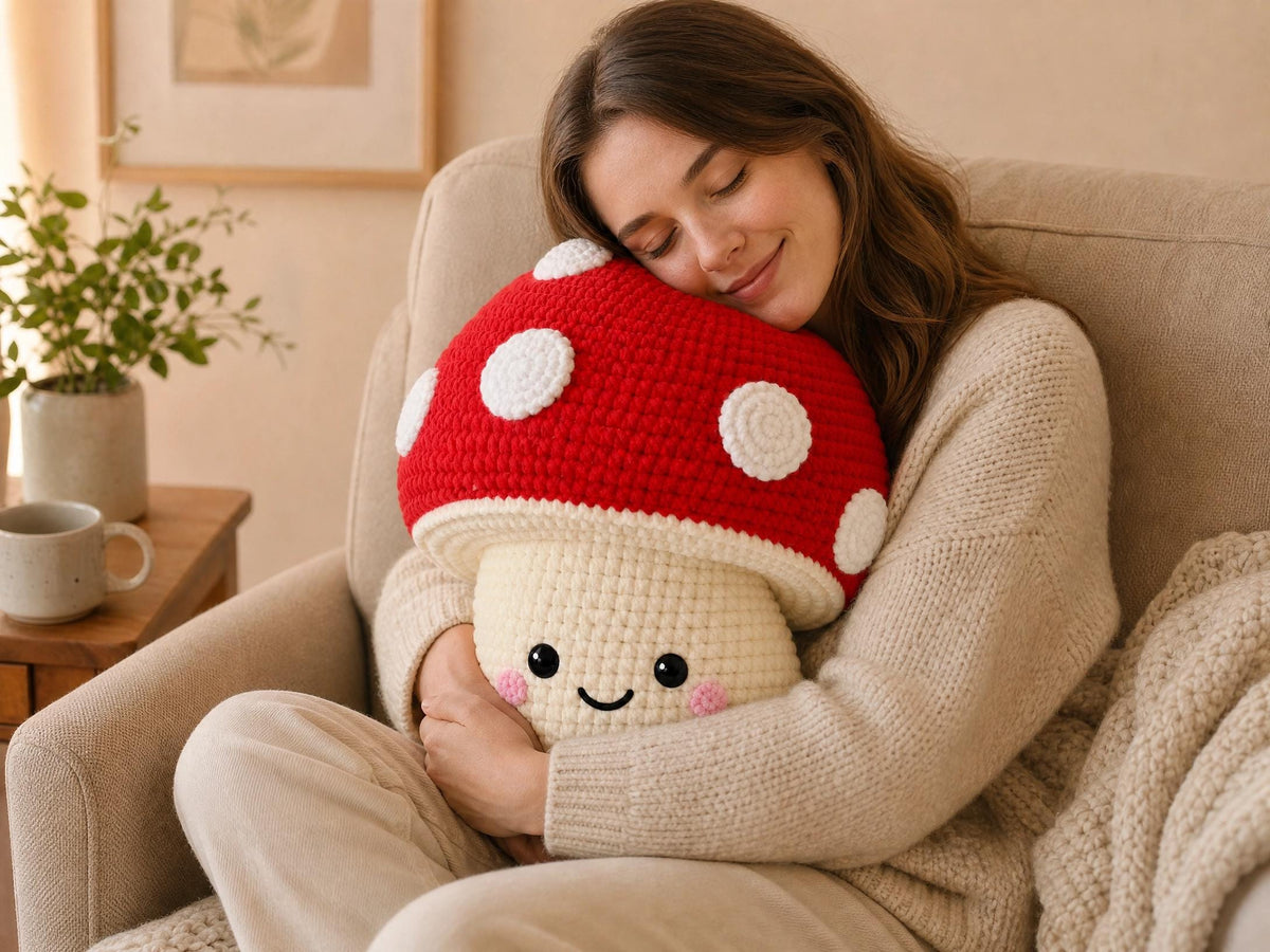 Cozy Mushroom Pillow Crochet Pattern | Amigurumi Home Decor | Beginner Friendly | Instant Download PDF