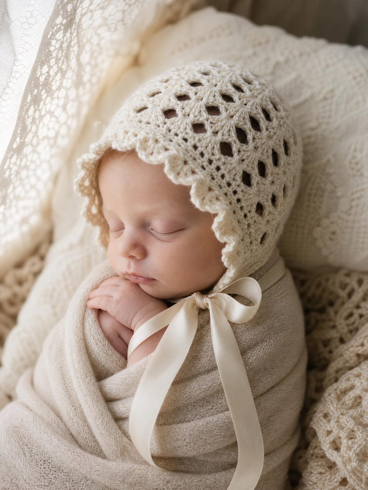 Heirloom Lace Baby Bonnet Crochet Pattern – Beginner-Friendly (Digital PDF)