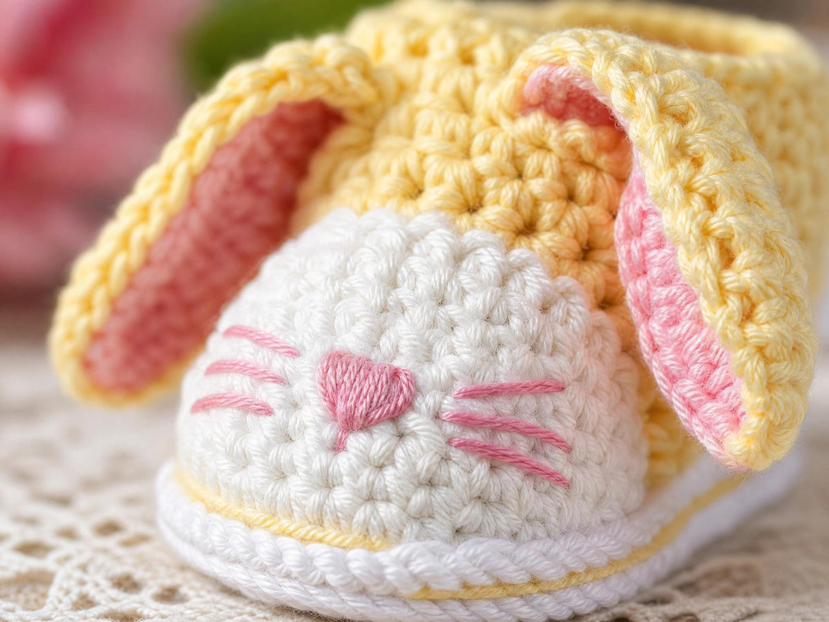 Bunny Sneaker Baby Booties Crochet Pattern - Complete Step-by-Step Beginner Guide (PDF)