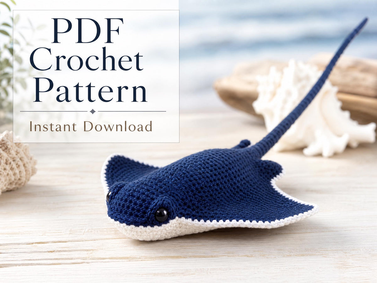 Crochet Stingray Pattern, Beginner Amigurumi Manta Ray PDF (Instant Download)