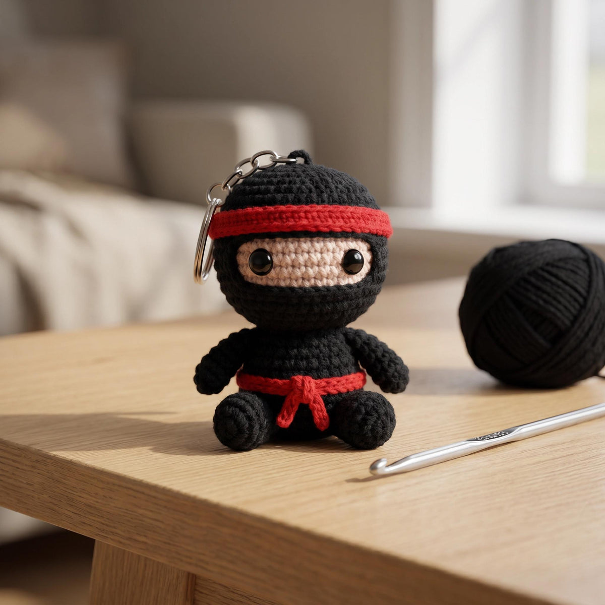 Tiny Ninja Crochet Keychain Pattern – Beginner Amigurumi PDF (Instant Download)