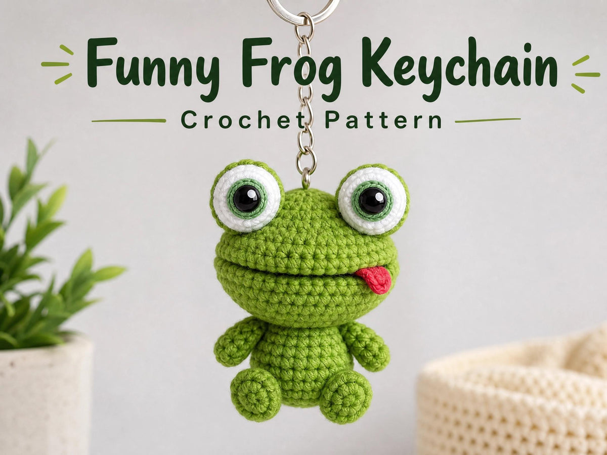 Funny Frog Keychain Crochet Pattern | Amigurumi Googly Eyes (PDF Download)