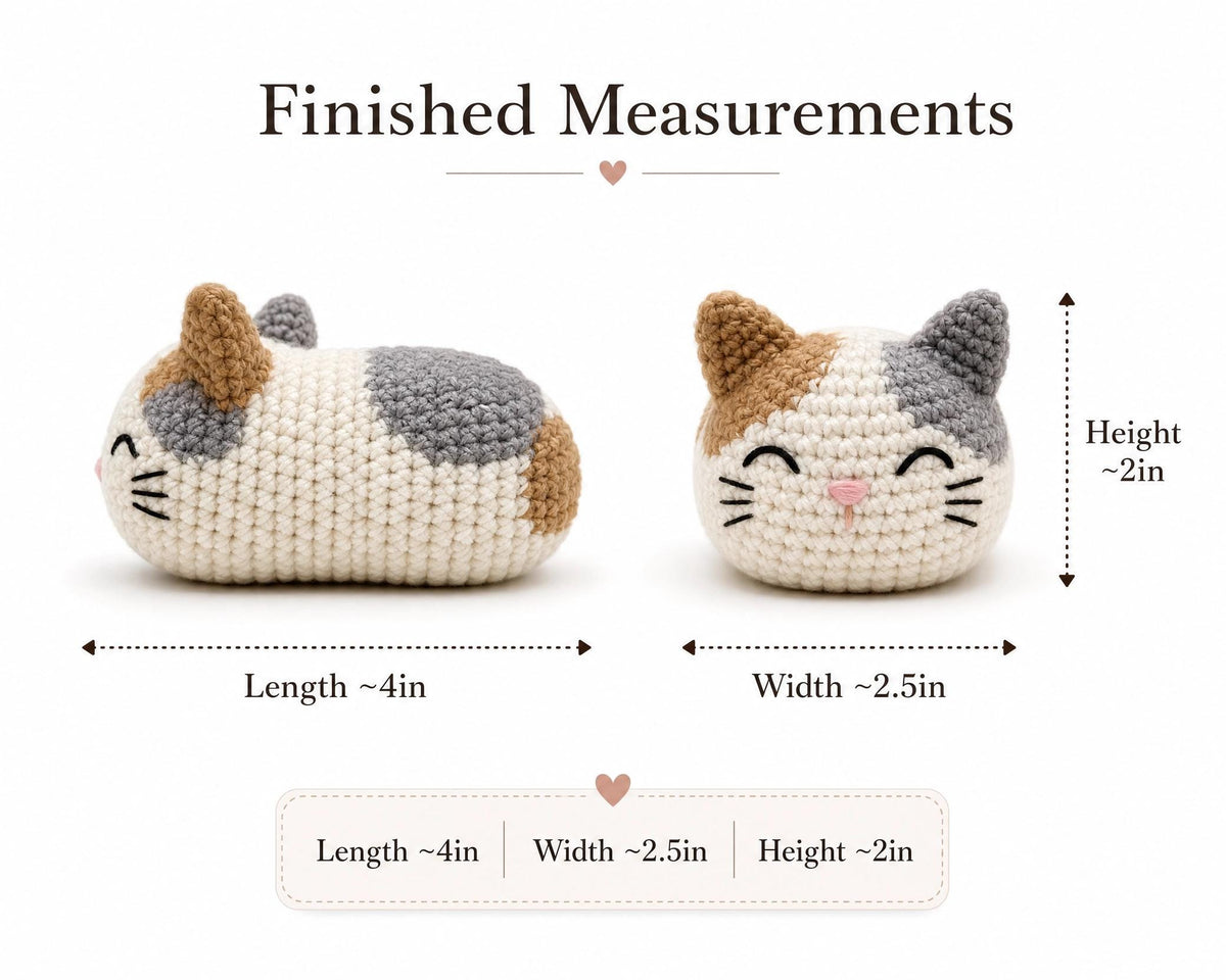 Crochet Cat Loaf Amigurumi Pattern | Grey Tabby Kitten PDF (Instant Download)