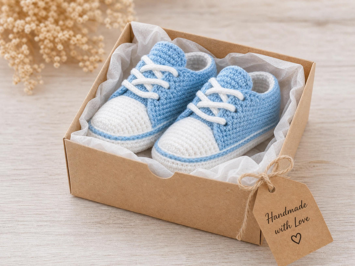 Beginner Baby Sneakers Crochet Pattern (3-6 Months) | Step-by-Step | Instant Download PDF | Easy Amigurumi Shoes