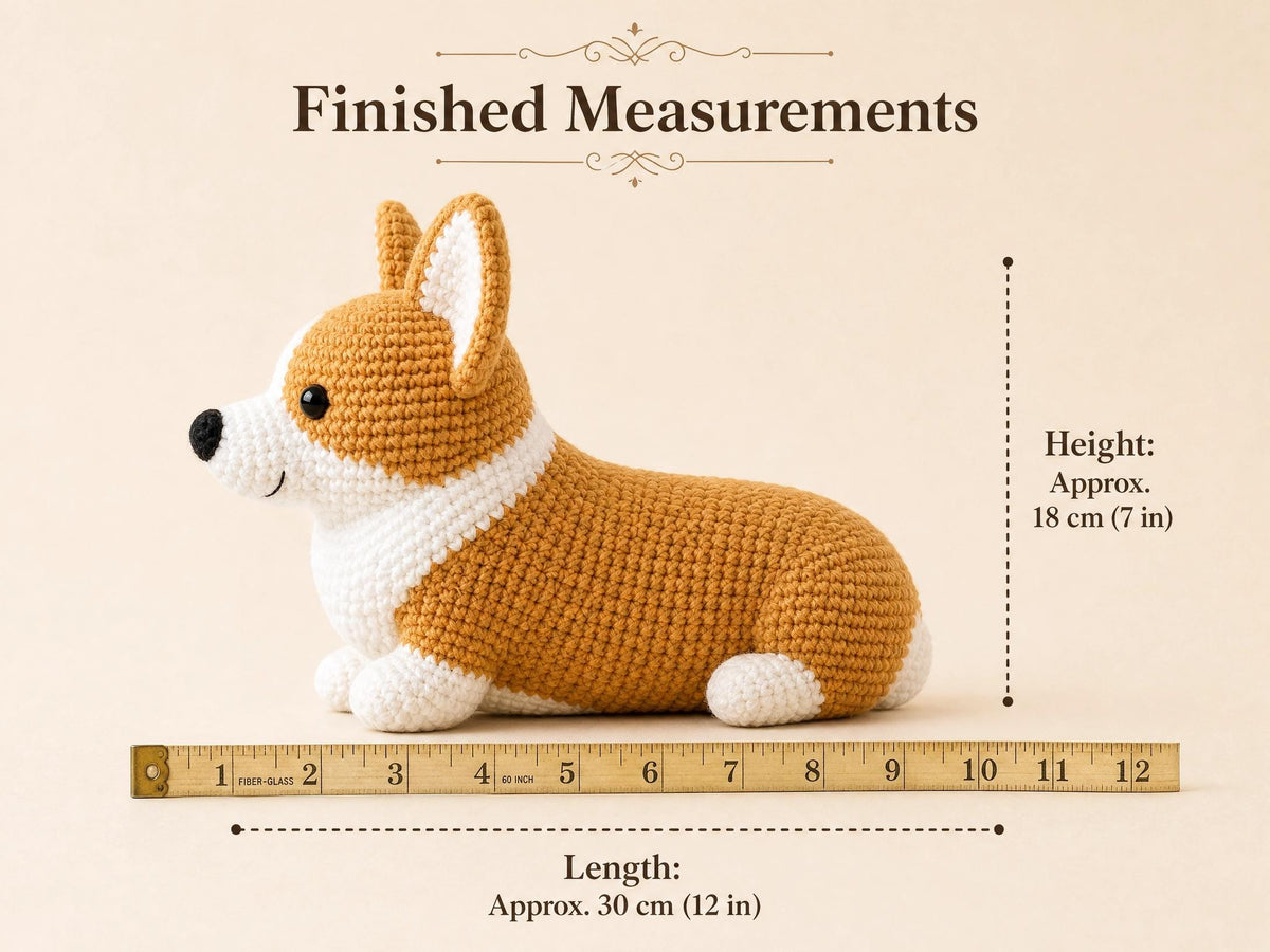 Corgi Amigurumi Crochet Pattern, Intermediate Dog Plushie PDF, Realistic Corgi Toy (Instant Download)