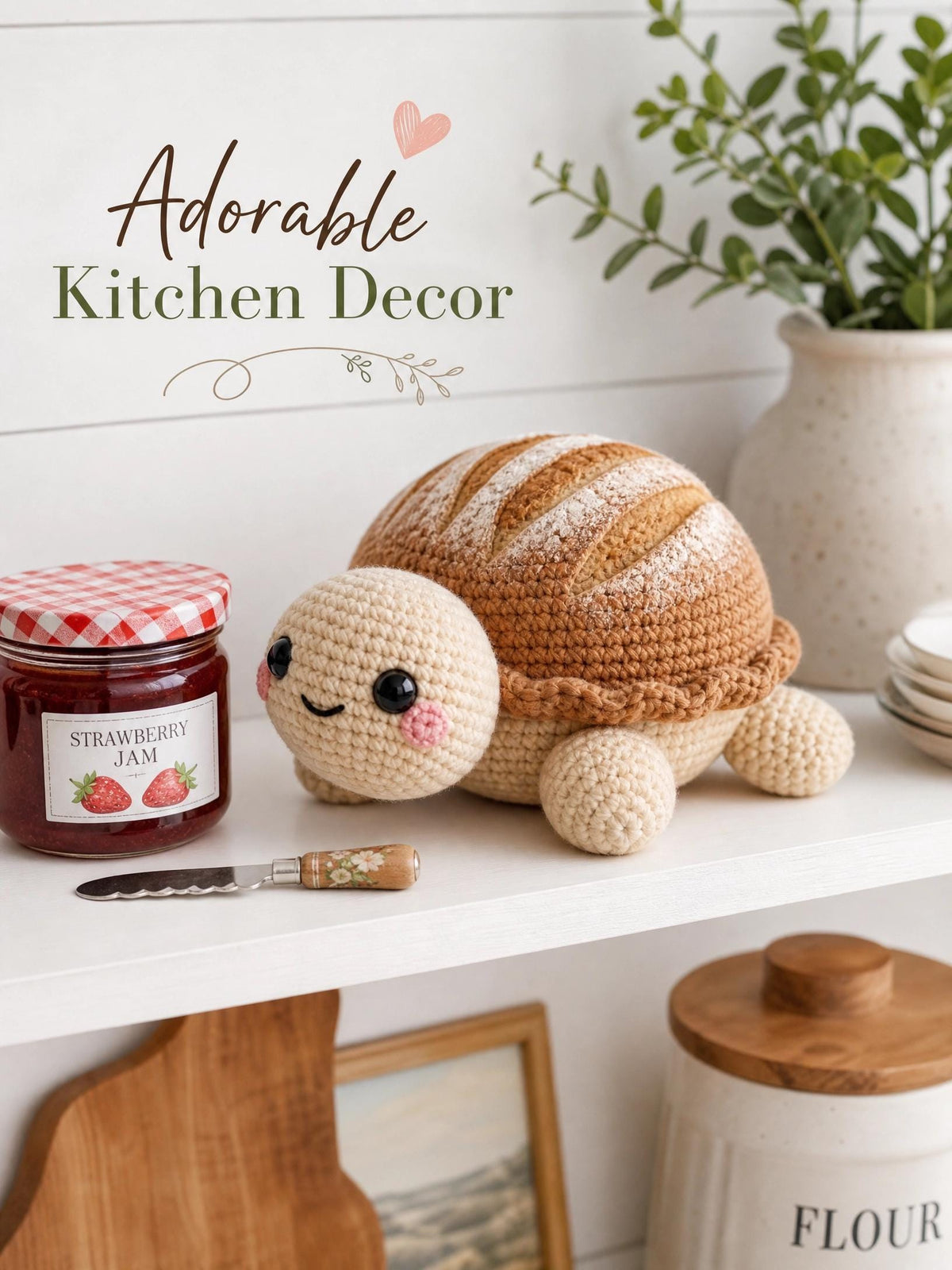 Sourdough Turtle Amigurumi Crochet Pattern, Kawaii Bread Loaf Shellfie (PDF Download)