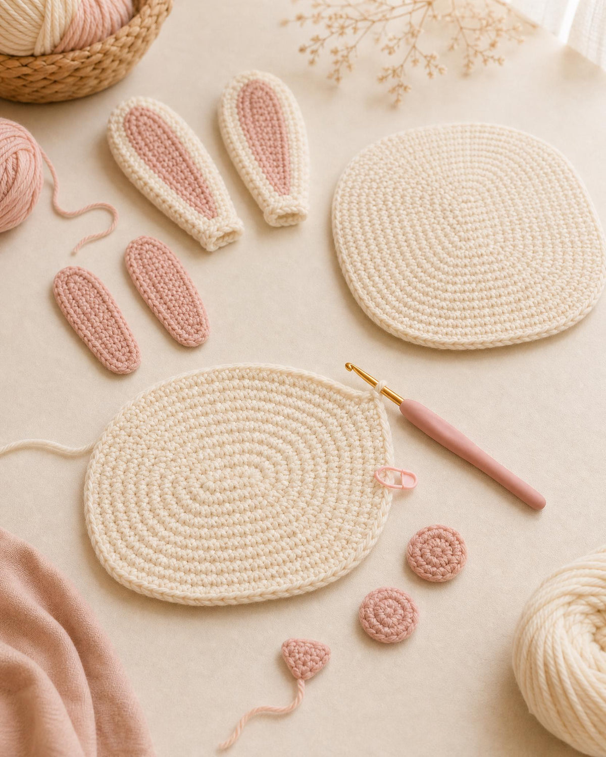Sleepy Bunny Cushion Crochet Pattern, Beginner Pillow Decor (PDF Download)
