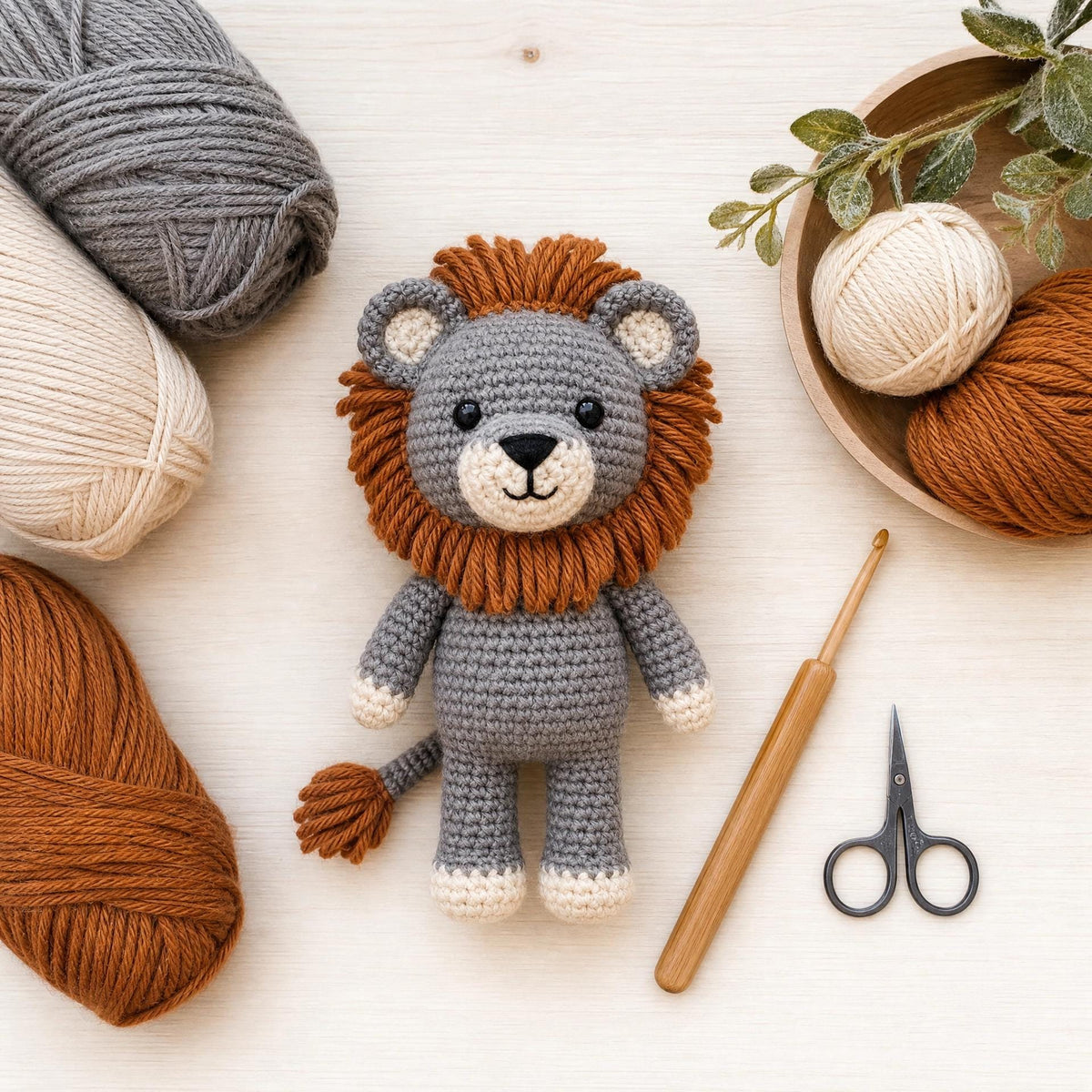 Standing Lion Crochet Pattern, Realistic Amigurumi PDF, Textured Mane, Safari Toy (Digital Download)