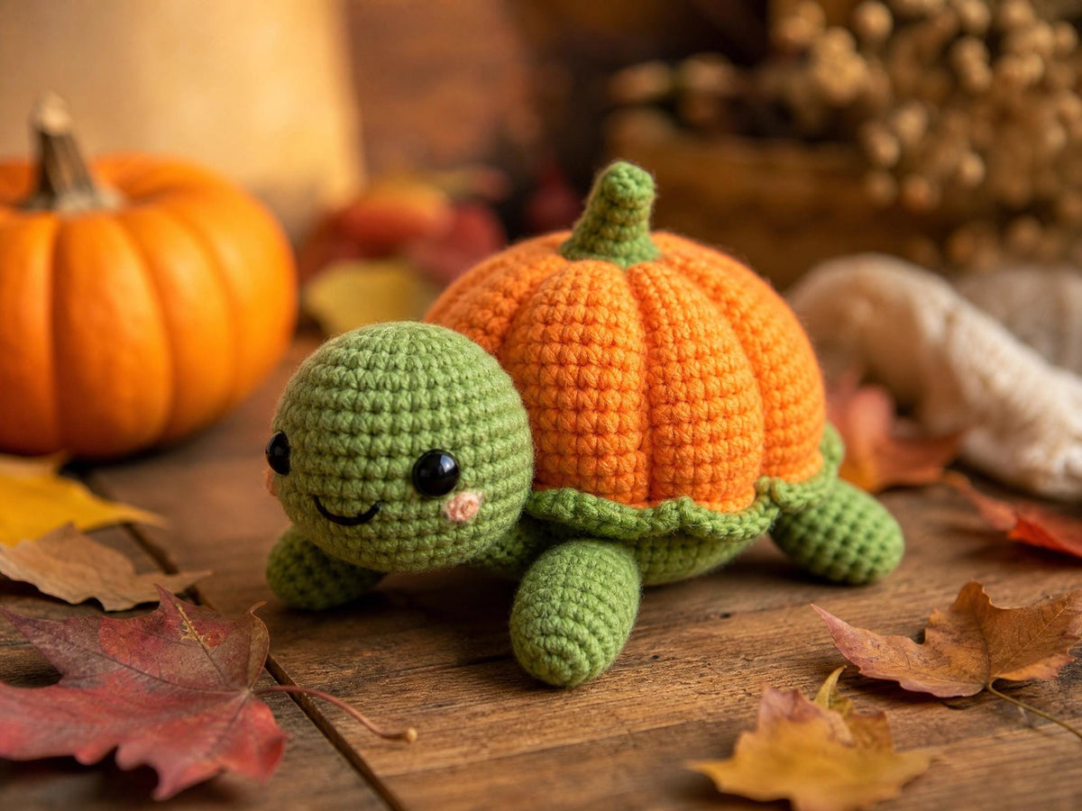 Turtle Pumpkin Crochet Pattern | Beginner Amigurumi PDF | Fall Decor
