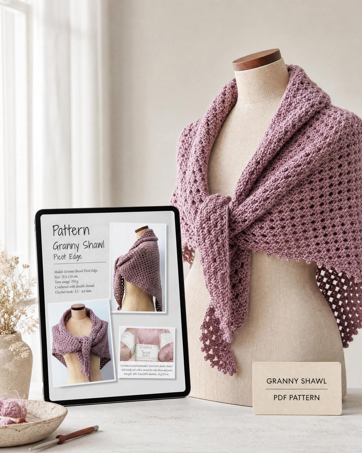 6 Crochet Shawl & Scarf Patterns Bundle, Granny Square Designs (Digital Download)