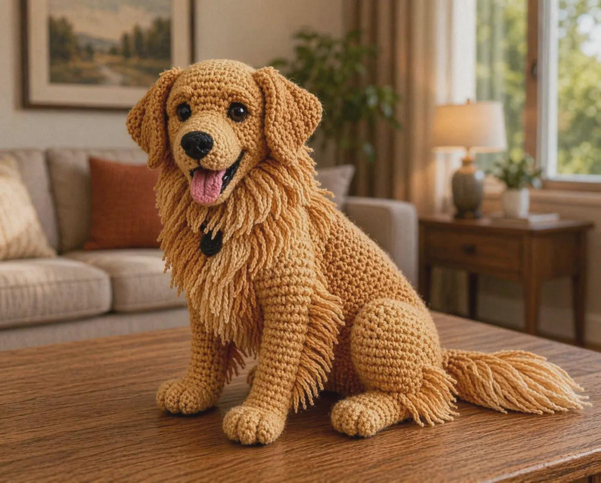 Golden Retriever Amigurumi Crochet Pattern, Intermediate PDF, Realistic Dog Plushie, Instant Download