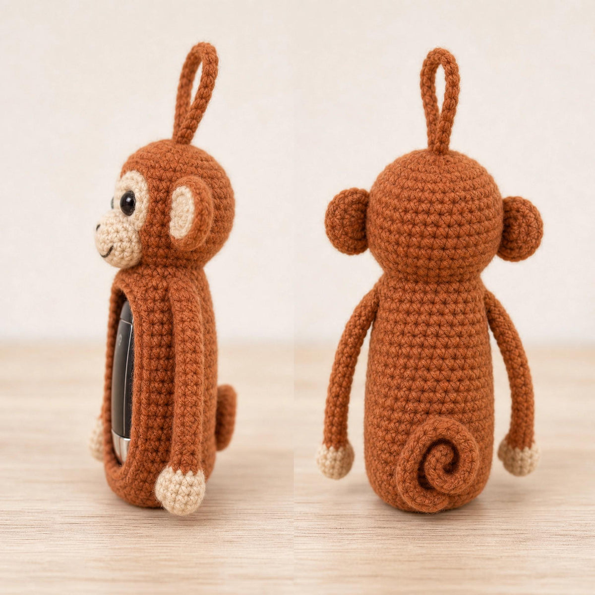 Crochet Penguin Monkey Key Fob Pattern, Animal Car Key Holder Cozy (PDF)