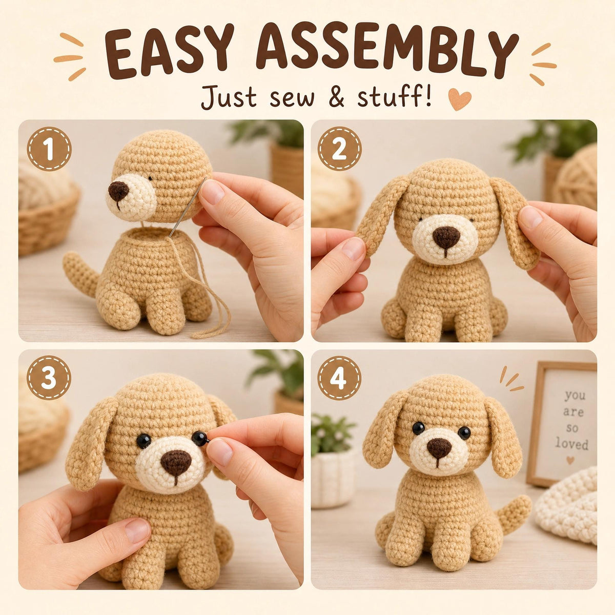 Golden Retriever Puppy Amigurumi Crochet Pattern | Beginner Friendly (PDF Download)