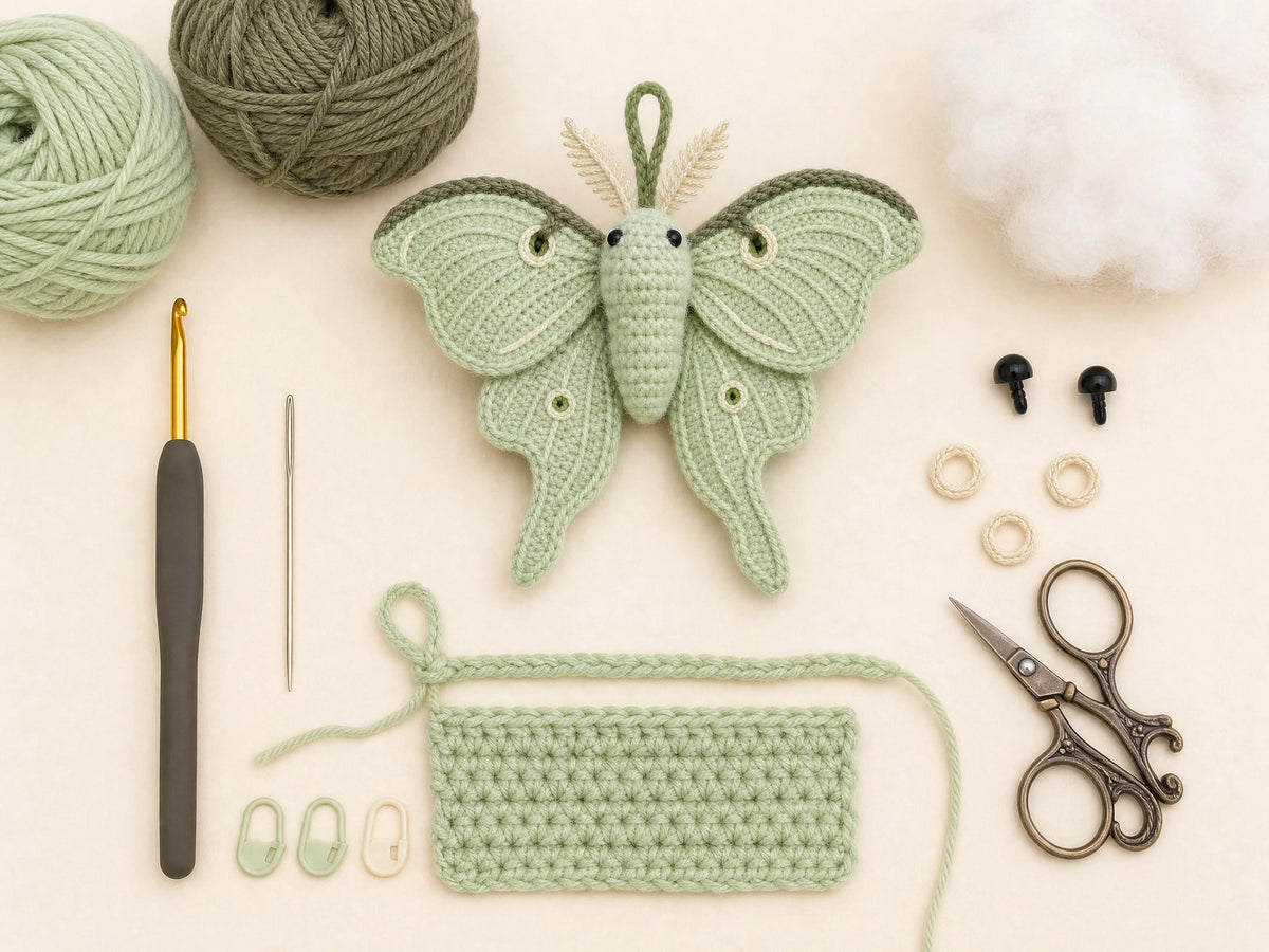 Crochet Butterfly Plush Pattern: Beginner Crochet PDF, Luna Moth Amigurumi