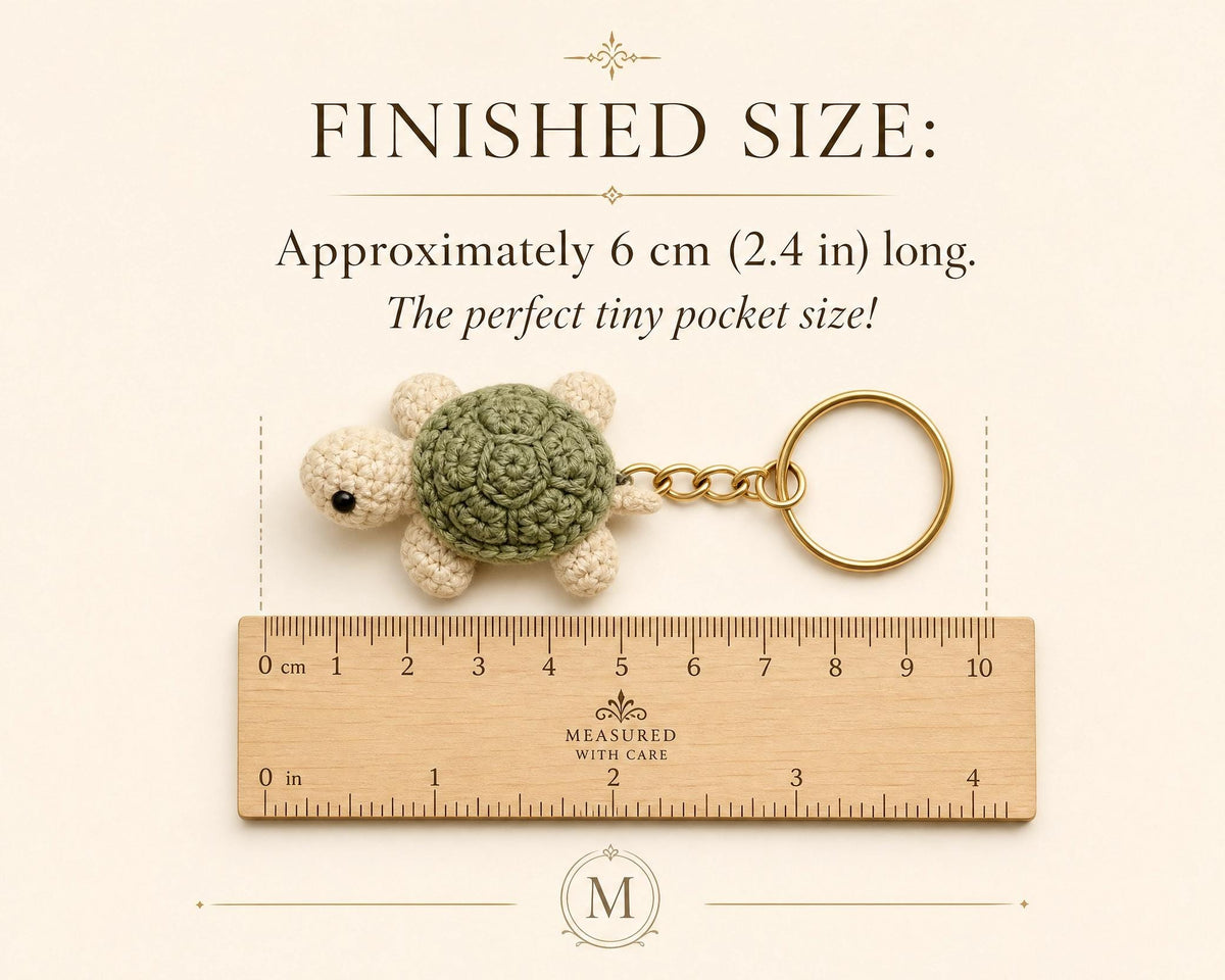 Turtle Keychain Crochet Pattern | Easy Amigurumi Bag Charm PDF | Tiny Animal Toy Instant Download