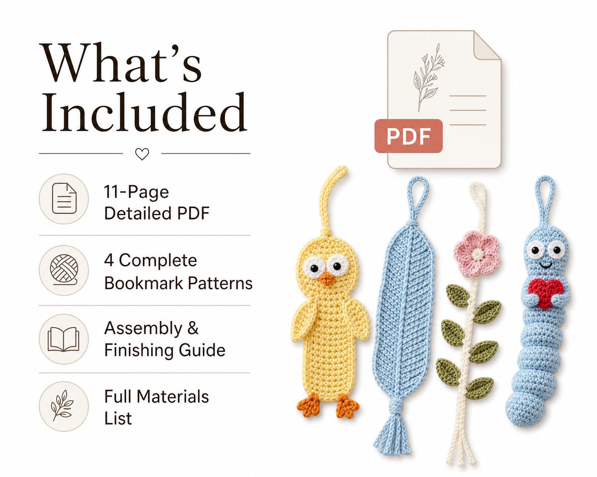 Crochet Bookmark Pattern Bundle, 4 Amigurumi Designs, Beginner Friendly PDF (Instant Download)