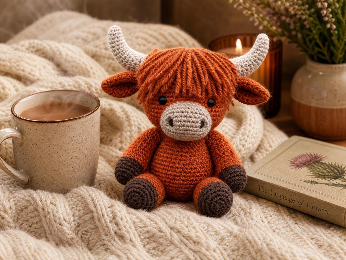 Highland Cow Crochet Pattern | Amigurumi Farm Animal PDF (Instant Download)