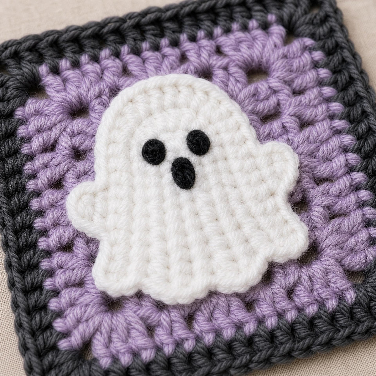 Beginner Ghost Granny Square Crochet Pattern | Halloween Applique (PDF)