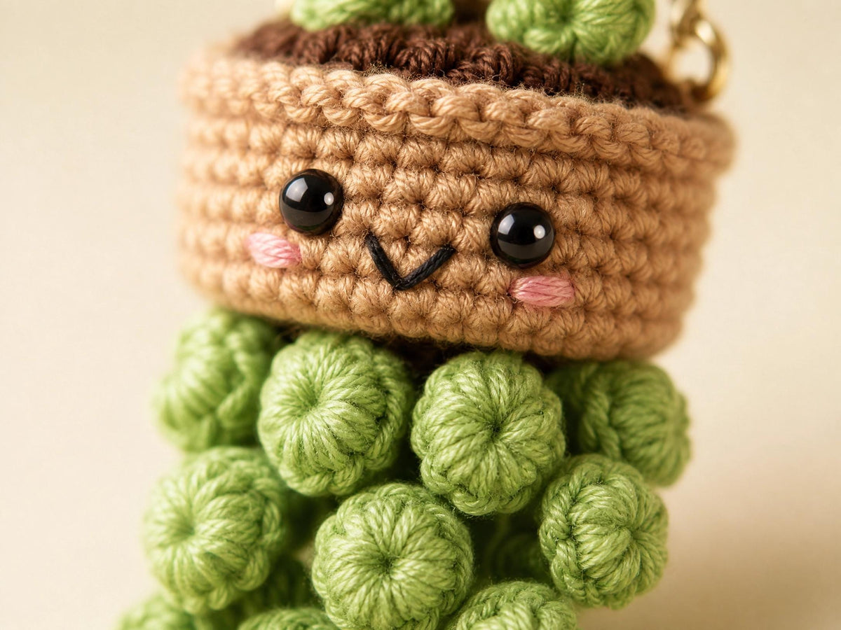 Crochet String of Pearls Car Charm Pattern | Beginner Friendly Hanging Planter (Digital Download)