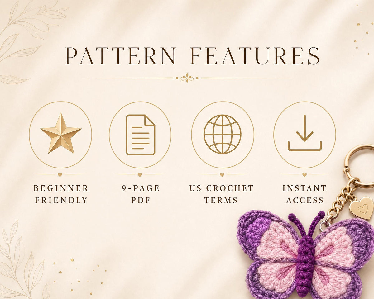 Butterfly Keychain Crochet Pattern PDF, + VIDEO , Amigurumi Butterfly, Beginner Friendly, Bag Charm, Instant Download