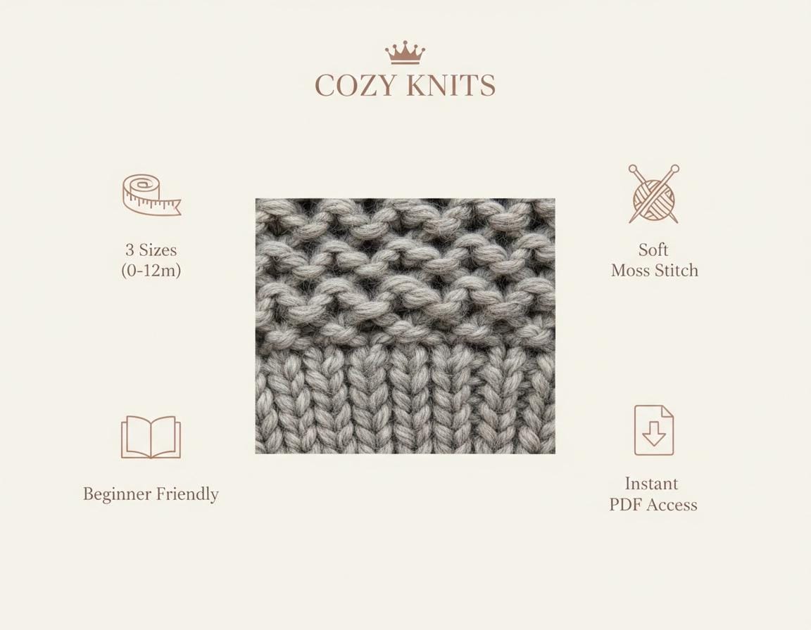 Baby Beanie Crochet Pattern | Moss Stitch Hat, Beginner Friendly (PDF Download)