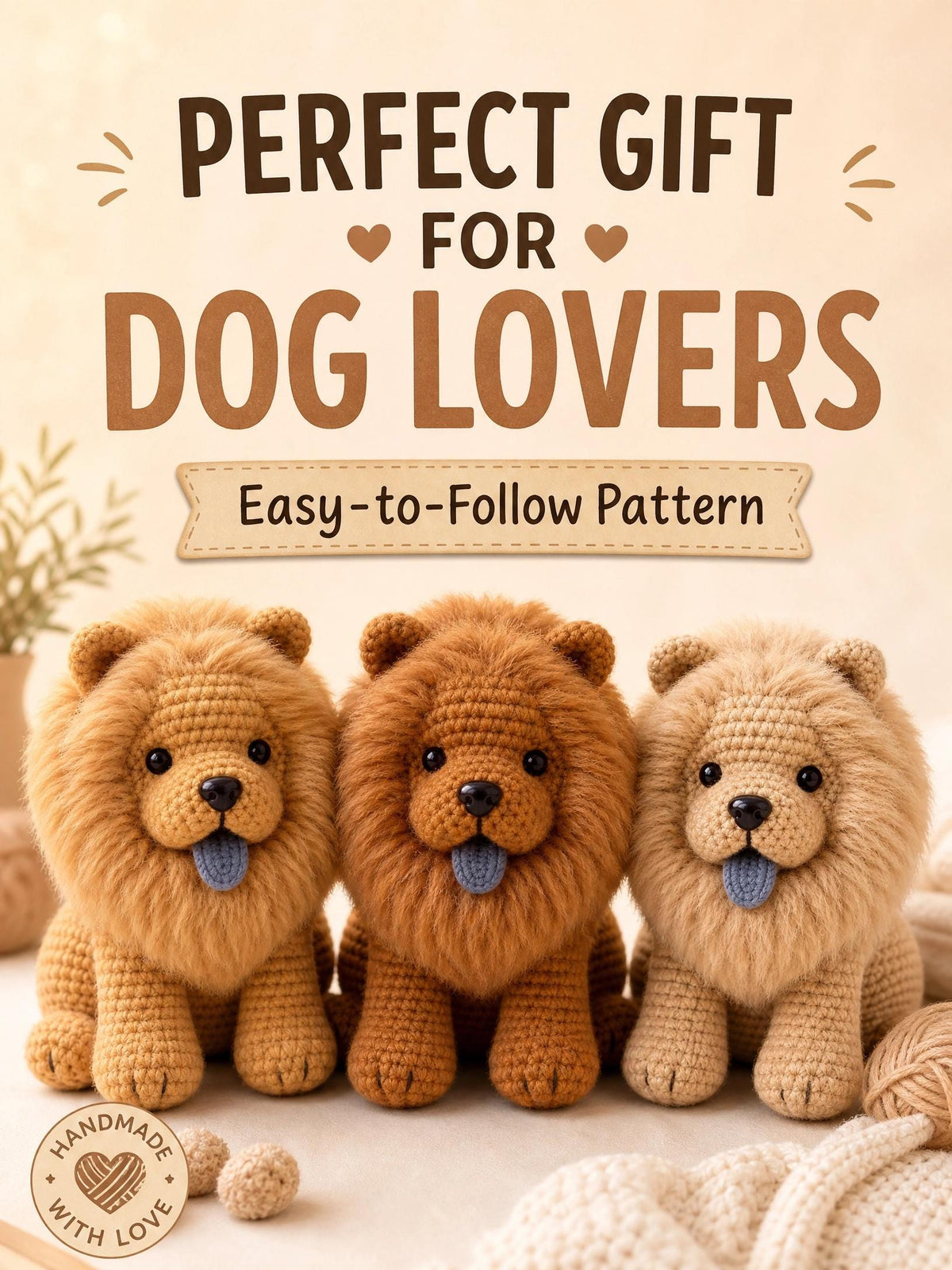 Chow Chow Amigurumi Crochet Pattern | Fluffy Dog Plushie Tutorial (PDF Download)