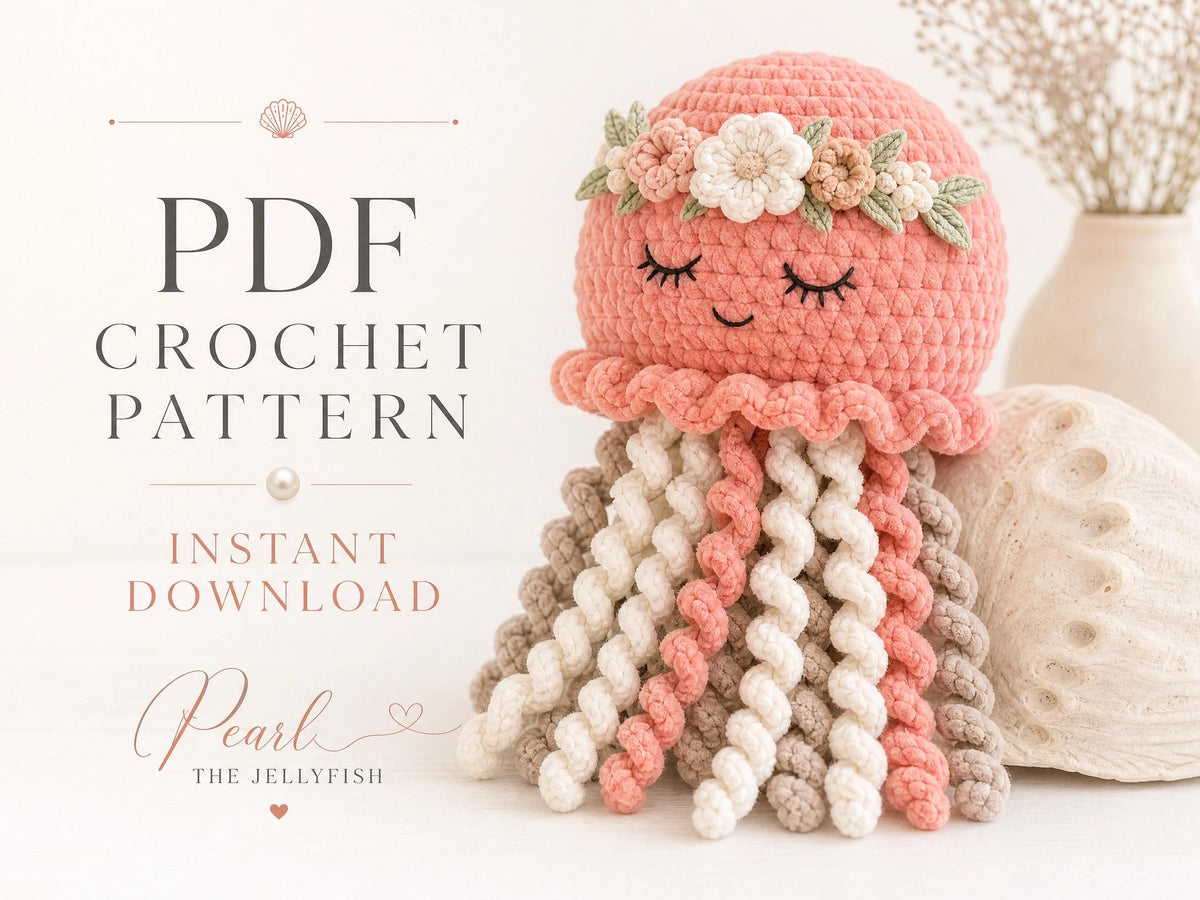 Crochet Jellyfish Pattern | Beginner Amigurumi Plushie, Velvet Yarn Toy (PDF Download)