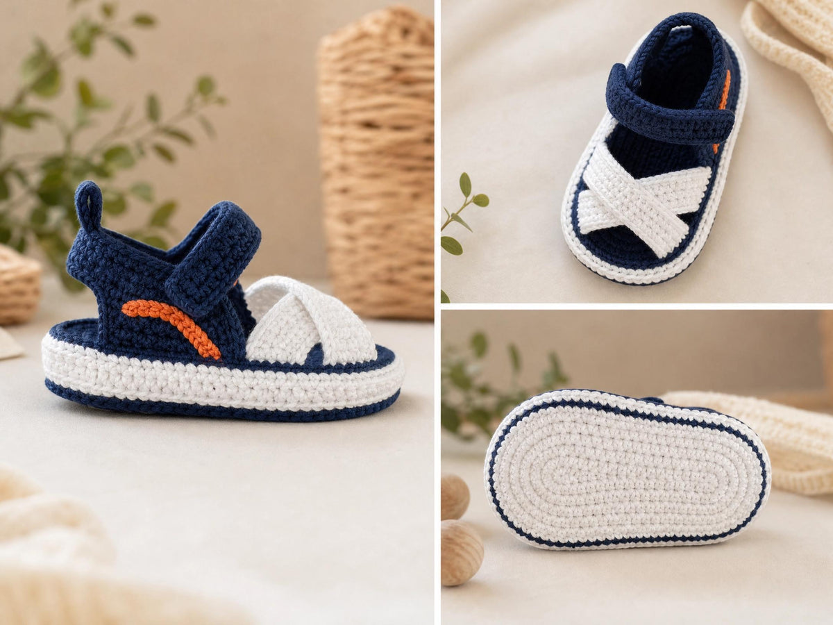 Track Star Sport Sandals Crochet Pattern | Baby Shoes PDF (Intermediate Skill)