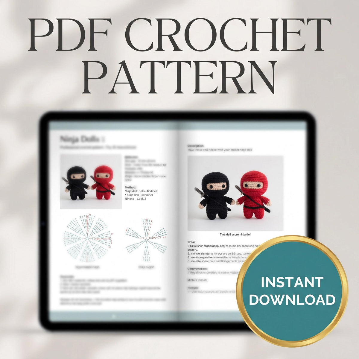 Tiny Ninja Crochet Keychain Pattern – Beginner Amigurumi PDF (Instant Download)