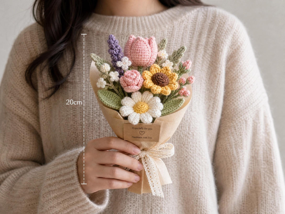 Realistic Crochet Flower Bouquet Pattern | Rose, Tulip, Sunflower Amigurumi (Digital Download)