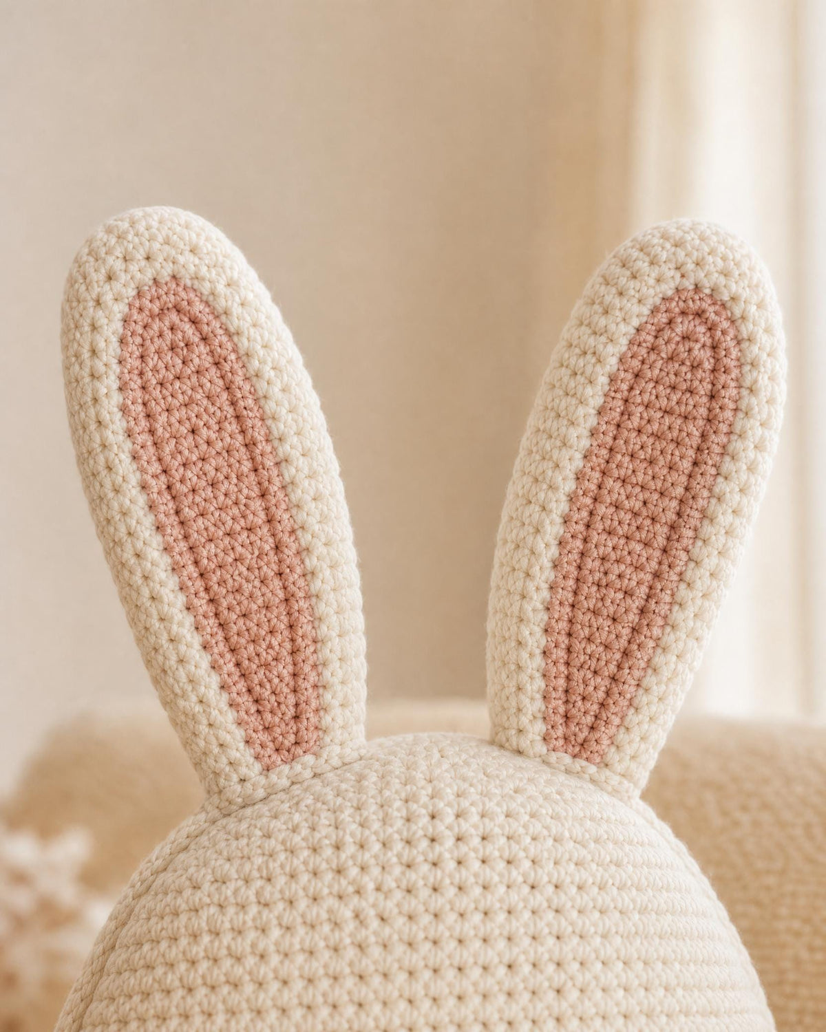 Sleepy Bunny Cushion Crochet Pattern, Beginner Pillow Decor (PDF Download)