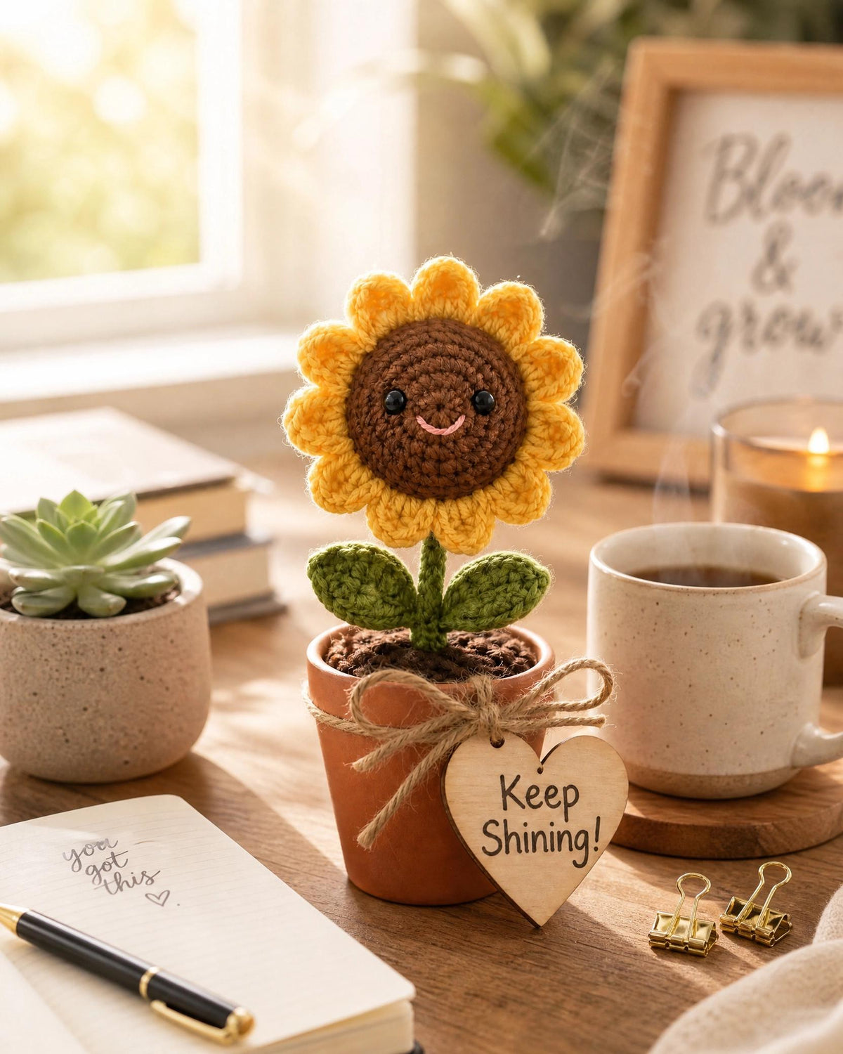 Sunflower Crochet Pattern | Beginner Amigurumi Flower Pot DIY (PDF Download)
