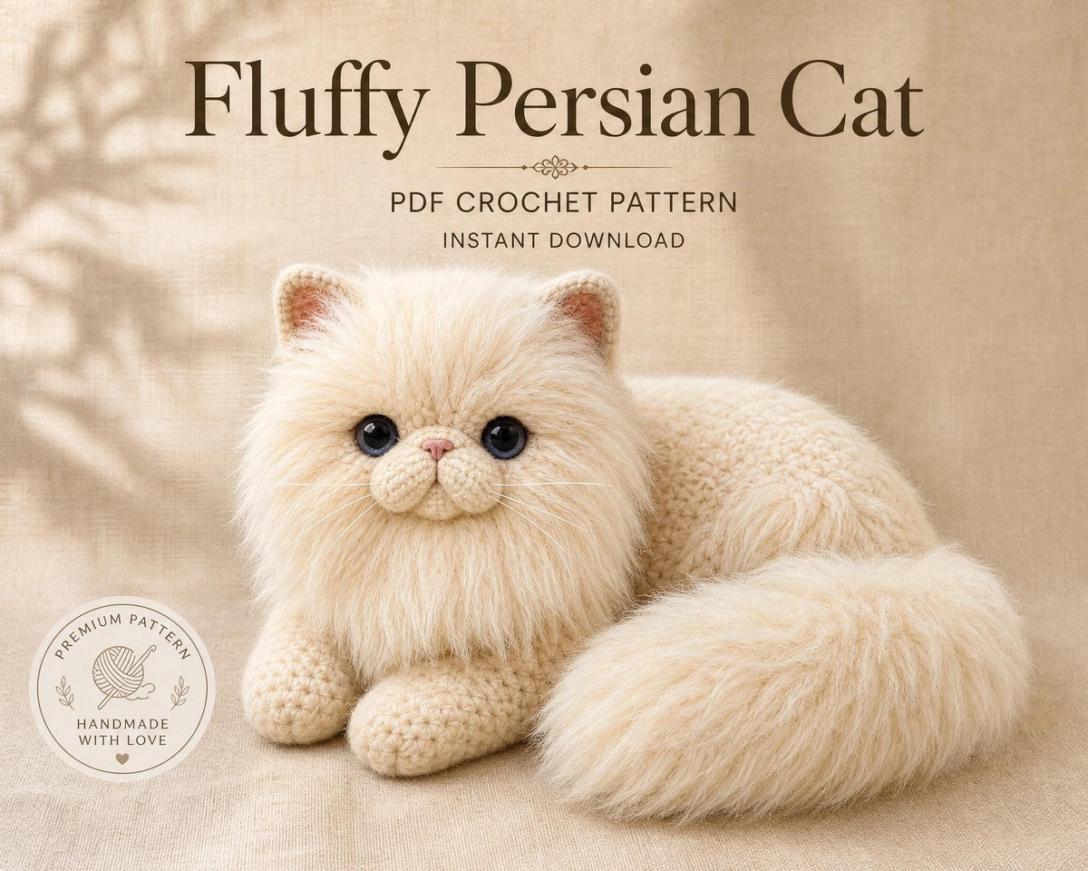 Fluffy Persian Cat Crochet Pattern | Realistic Amigurumi Kitten (PDF Download)