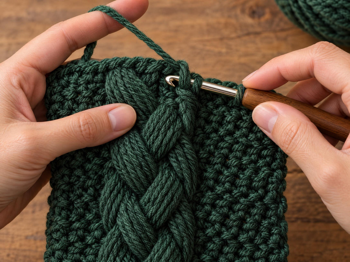 Evergreen Cable Hooded Scarf Pattern: Crochet PDF for Adults