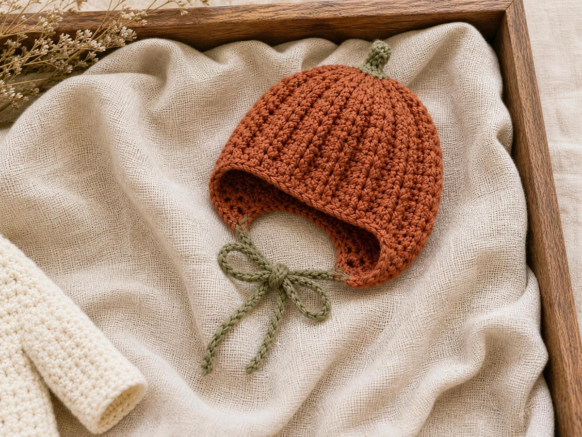 Pumpkin Newborn Crochet Pattern Set | Baby Cardigan, Bonnet, Booties & Diaper Cover PDF