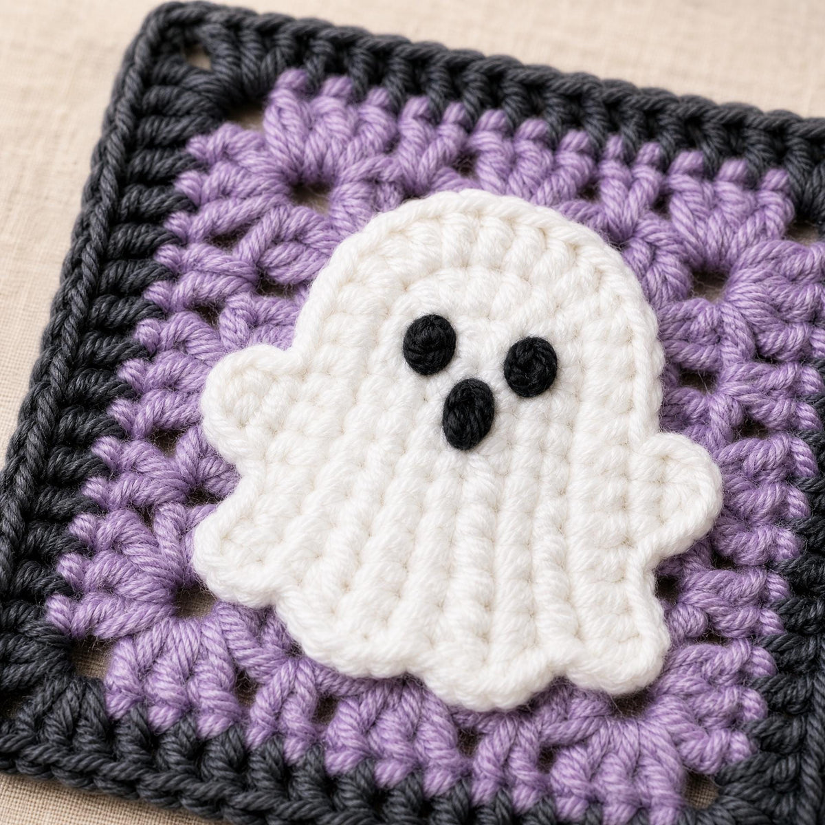 Beginner Ghost Granny Square Crochet Pattern | Halloween Applique (PDF)